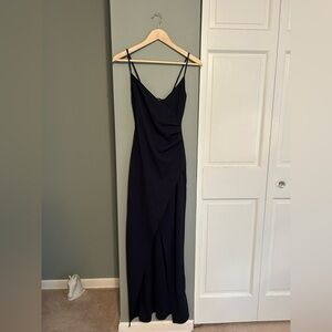 Lulu's Sweetest Admirer Navy Blue Ruched Surplice Maxi Dress